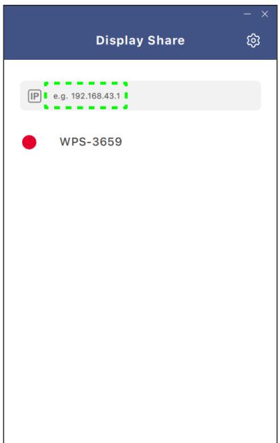 Display Share e.g. 192.168.43.1 WPS-3659