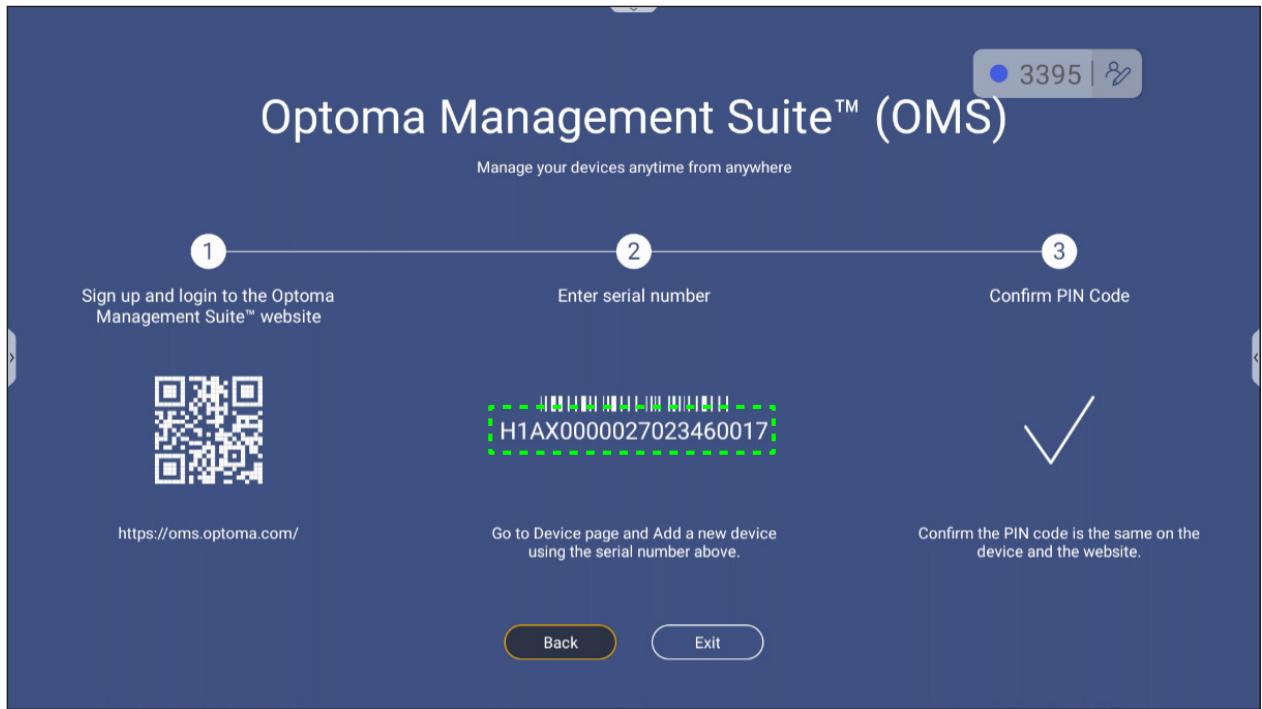 OPTOMA OCH100 - Configuration d'un code PIN à 4 chiffres - 7