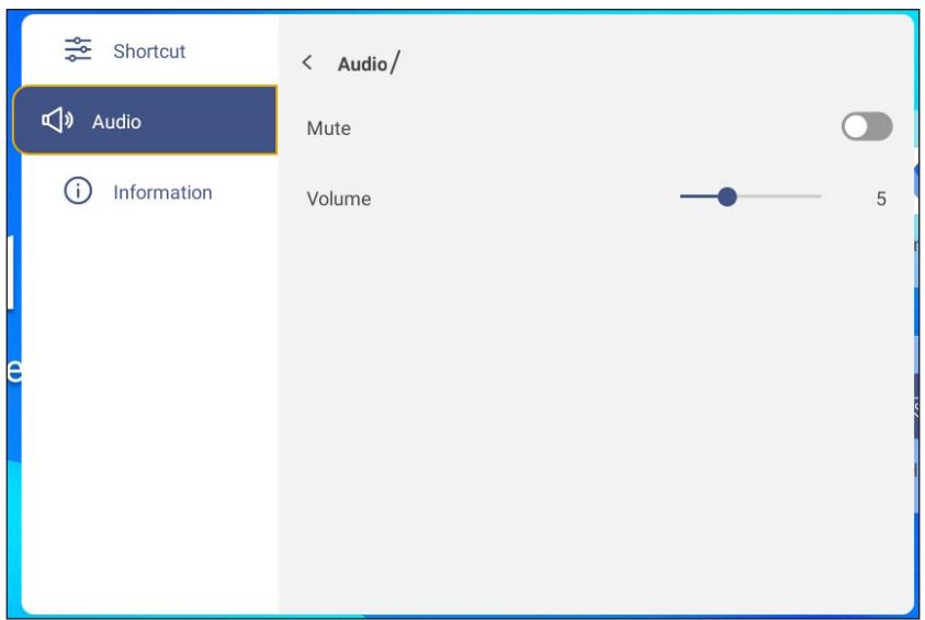 Shortcut Audio Information Audio/ Mute Volume 5