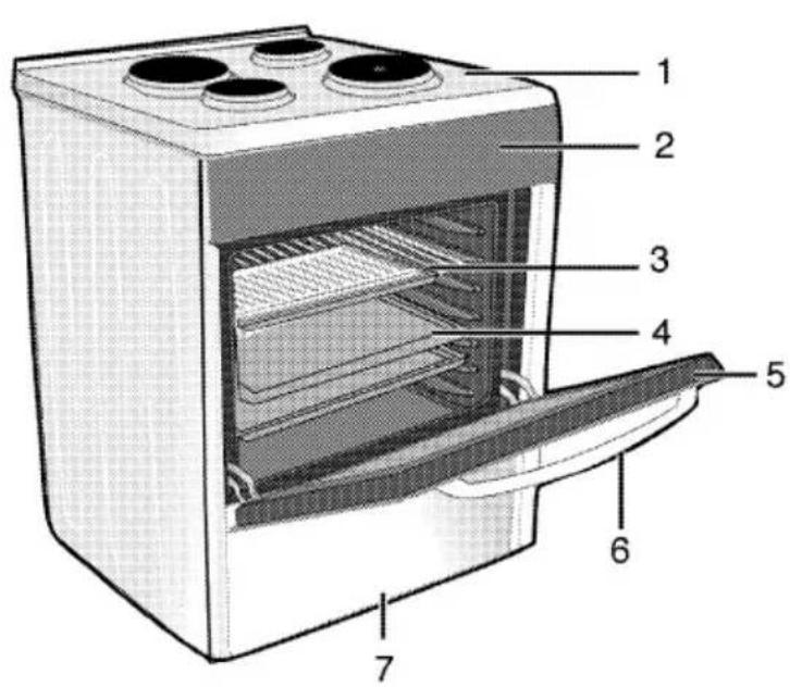 Labeled diagram of a refrigerator interior showing numbered components for identification