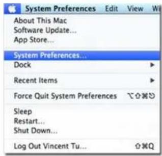 System Preferences Edit View Wi About This Mac Software Update... App Store... System Preferences... Dock Recent Items Force Quit System Preferences Sleep Restart... Shut Down... Log Out Vincent Tu...