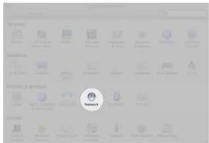 Screenshot of a desktop application interface with icons and a central 'Network' button