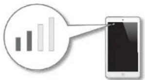 Diagram showing a bar chart with a speech bubble pointing to a smartphone screen, likely illustrating a data or analytics interface.
