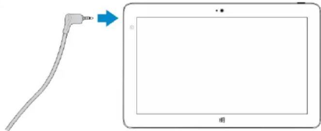 Diagram showing a cable connector being inserted into a tablet device, with Chinese label '图' (Figure) on the screen.