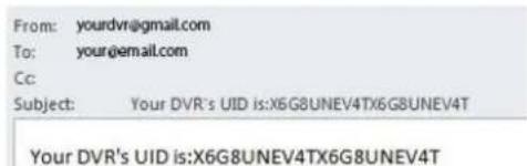 From: yourdvr@gmail.com To: your@email.com Cc: Subject: Your DVR's UID is:X6G8UNEV4TX6G8UNEV4T Your DVR's UID is:X6G8UNEV4TX6G8UNEV4T