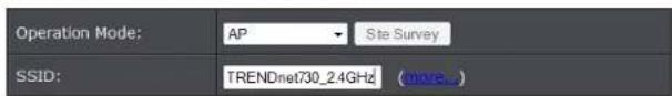 Operation Mode: AP Site Survey SSID: TRENDnet730_24GHz (more_)