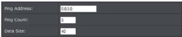 Ping Address: 0.0.0 Ping Count: 5 Data Size: 40