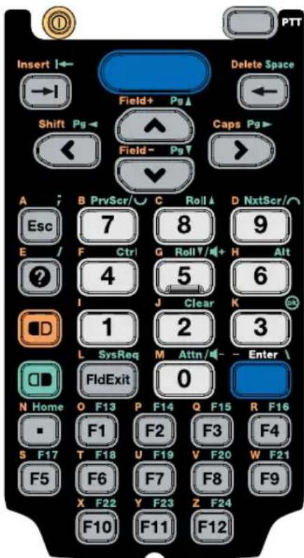 Insert Delete Space Field+ Pg Shift Pg Field- Pg Caps Pg A B PrvScr/ C Roll D NxtScr/ Esc 7 8 9 E / F Ctrl G Roll Y/+ H Alt ? 4 5 6 I J Clear K D 1 2 3 L SysReq M Attn/ - Enter FldExit 0 N Home O F13 P F14 Q F15 R F16 F1 F2 F3 F4 S F17 T F18 U F19 V F20 W F21 F5 F6 F7 F8 F9 X F22 Y F23 Z F24 F10 F11 F12
