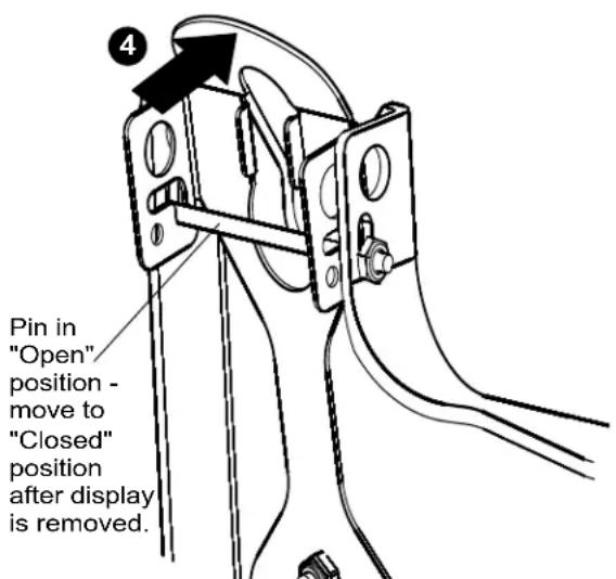 Pin in "Open" position - move to "Closed" position after display is removed.