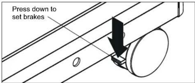 Press down to set brakes