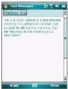 Text Messages Martess And I've just been called to a department meeting this afternoon and will not be able to attend and the meeting. Can we recheck the meeting to a later date? Reply Menu