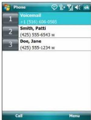 Phone Voicemail +1 (516) 606-0585 Smith, Patti (425) 555-6543 w Doe, Jane (425) 555-1234 w Call Menu
