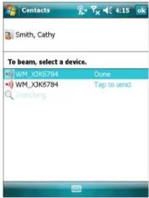 Contacts Smith, Cathy To beam, select a device. WM_XJK5784 Done WM_XJK5784 Tap to send Searching