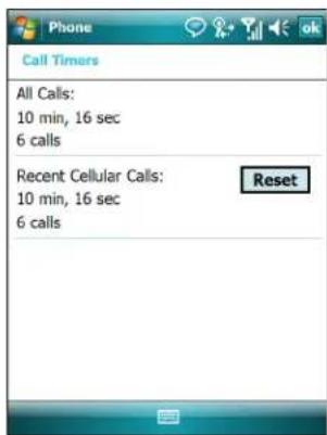 Phone Call Timers All Calls: 10 min, 16 sec 6 calls Recent Cellular Calls: 10 min, 16 sec 6 calls Reset