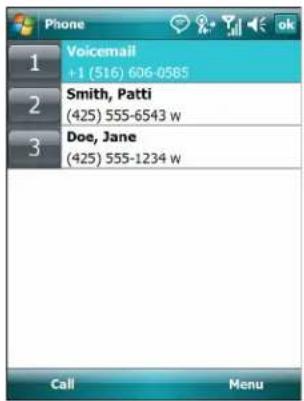 Phone Voicemail +1 (516) 606-0585 Smith, Patti (425) 555-6543 w Doe, Jane (425) 555-1234 w Call Menu