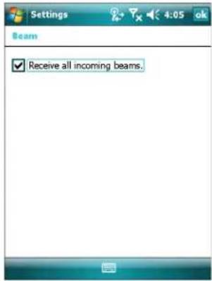 Settings 4:05 ok Beam ✓ Receive all incoming beams.