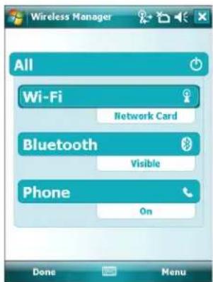 Wireless Manager All Wi-Fi Network Card Bluetooth Visible Phone On Done Menu