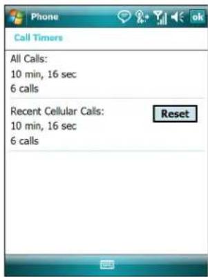 Phone Call Timers All Calls: 10 min, 16 sec 6 calls Recent Cellular Calls: 10 min, 16 sec 6 calls Reset