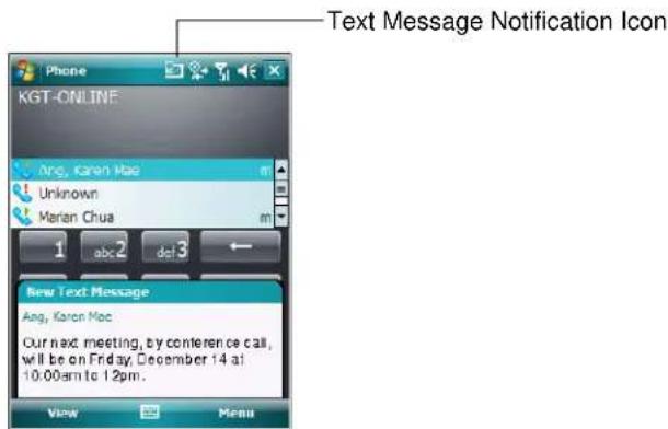 Text Message Notification Icon KGT-ONLINE Ang, Karen Mac Unknown Marian Chua 1 abc 2 del 3 ← New Text Message Ang, Karen Mac Our next meeting, by conference call, will be on Friday, December 14 at 10:00am to 12pm. View Menu