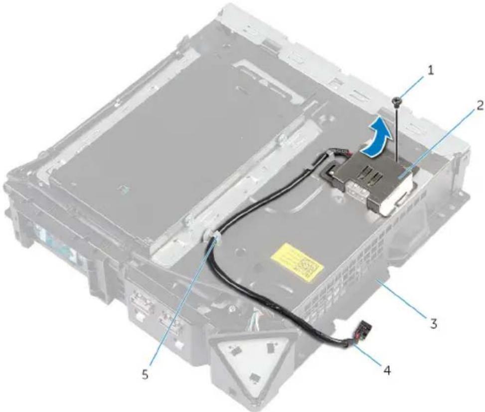Labeled diagram of an electronic device showing internal components and cable connections