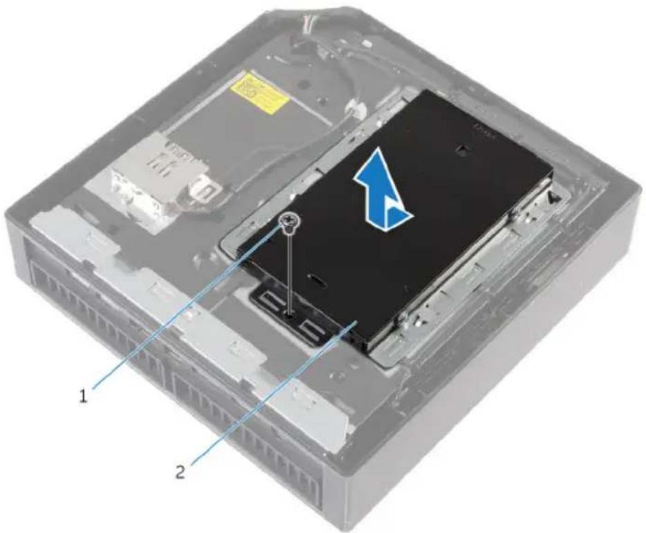 Diagram of an electronic device showing internal components with labeled parts 1 and 2, and a blue upward arrow indicating a specific area.