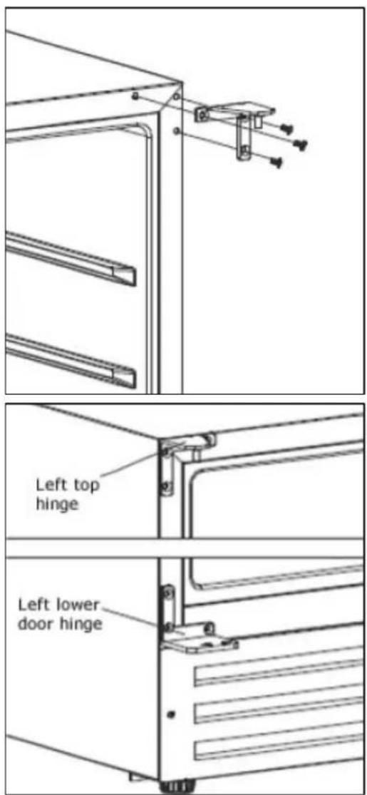 Left top hinge Left lower door hinge