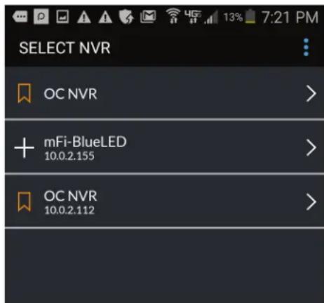 SELECT NVR OC NVR > + mFi-BlueLED 10.0.2.155 > OC NVR 10.0.2.112 >