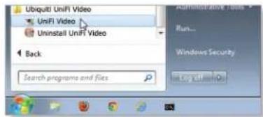 Ubiquiti UniFi Video UniFi Video Uninstall UniFi Video Back Search programs and files Administrator Save Tools Run... Windows Security Log Off