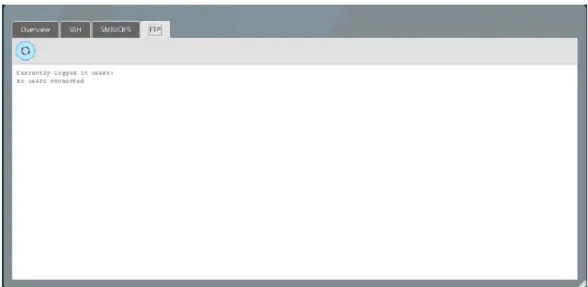 Overview SSH SMB/DFS FTP Currently logged in users: no users connected