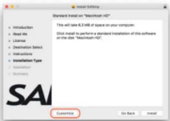 Standard Install on "Macintosh HD" This will take 6.3 MB of space on your computer. Click Install to perform a standard installation of this software on the disk "Macintosh HD". Customize Go Back Install