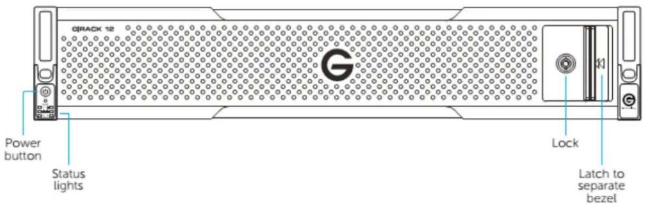 GIRACK 12 Power button Status lights G Lock Latch to separate bezel