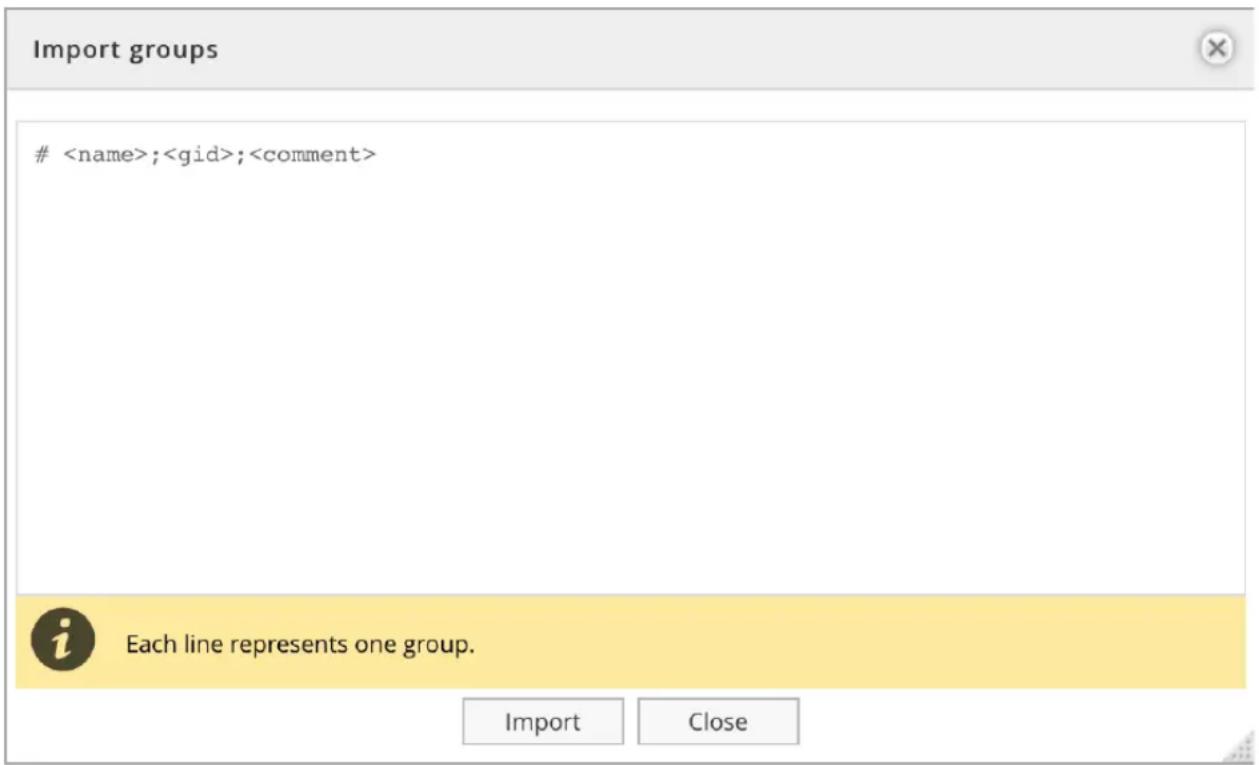 Import groups ;; Each line represents one group. Import Close