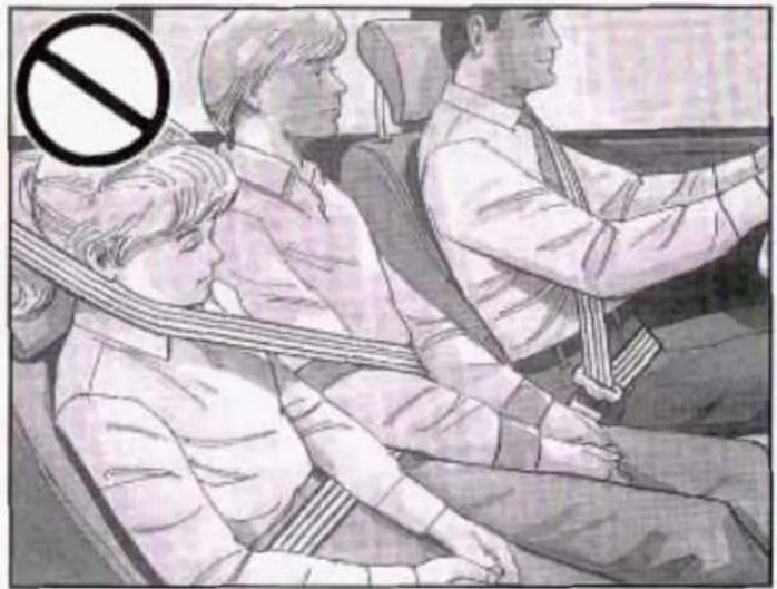 Illustration of three people seated in a car, one wearing a seatbelt, with a no-smoking symbol overlaid (no text or symbols on the figures)