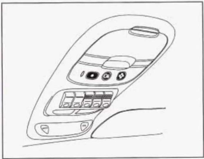 Line drawing of a car interior air intake console with control panel and buttons (no text or symbols)