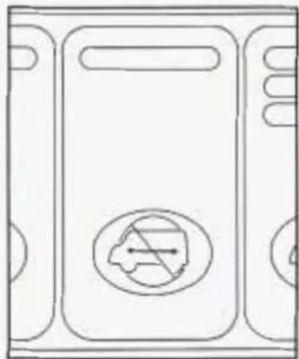 Simple line drawing of a device casing with a speech bubble symbol (no text or labels)