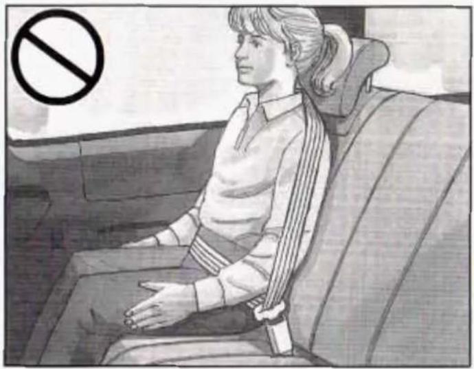 Illustration of a person seated in a car seat, facing forward with a no-smoking symbol (no text or numbers present)