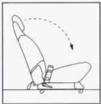 Line drawing of a car seat with motion arrows indicating movement (no text or symbols)