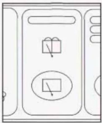 Simple line drawing of a device panel with two boxes and a handle, no text or symbols present