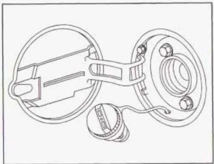 Technical line drawing of a mechanical assembly with circular components and mounting holes (no text or symbols)