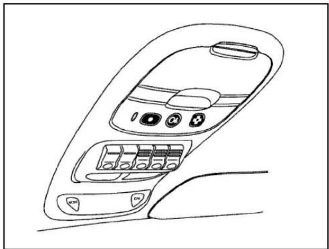 Line drawing of a car interior air intake console with control buttons and display (no text or symbols)