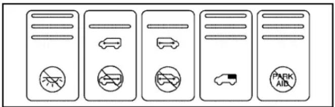 Diagram showing five parking-related icons including parking containers, shared vehicles, and a parking air valve with 'PARK AIR' label.