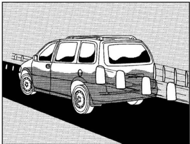 Side view of a black-and-white illustration of a vintage minibus driving on a road (no text or symbols visible)