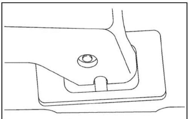 Technical line drawing of a mechanical component with a central bolt and flange (no text or symbols)