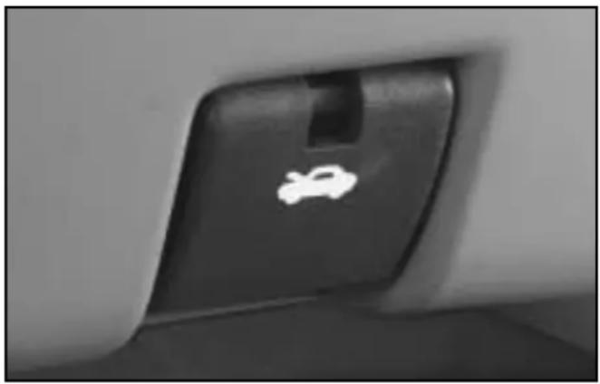 Close-up of a car seat button with a white car icon on the side (no text or symbols visible)