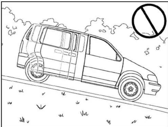 Line drawing of a car on a road with a no-smoking symbol (no text or labels)