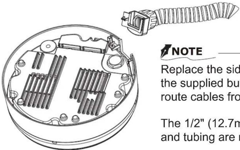 NOTE Replace the side the supplied bu route cables fro The 1/2" (12.7m and tubing are n