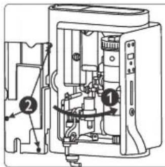 Technical diagram of a device interior with numbered components, likely for assembly or maintenance instructions.