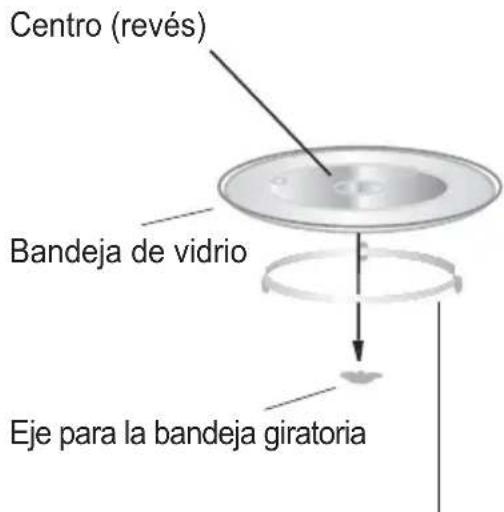 Centro (revés) Bandeja de vidrio Eje para la bandeja giratoria