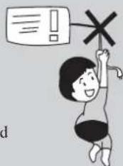 Cartoon illustration of a child holding a large 'X' sign with an exclamation mark, suggesting a warning or error message.
