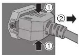 Diagram of an electrical plug with labeled parts and directional arrows indicating connection points